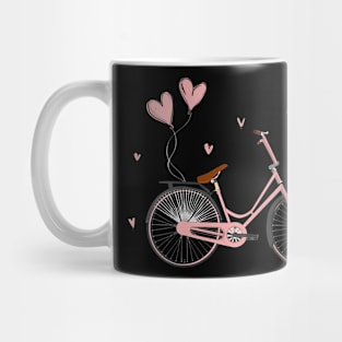 Womens Valentines Day Love Heart Balloons Cyclist Bmx Bicycle Mug